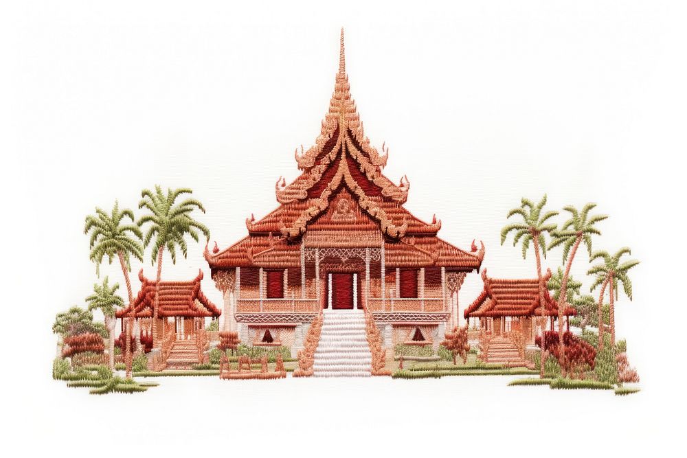 Thai house in embroidery style architecture building pagoda.