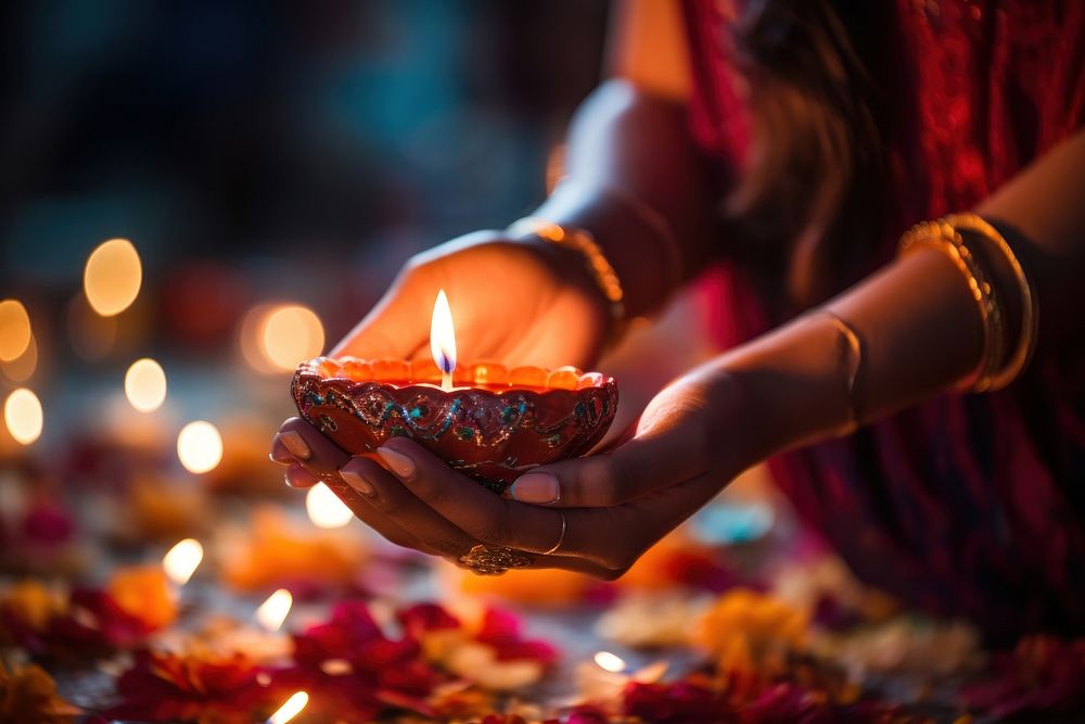 Diwali candle festival light. AI generated Image by rawpixel.