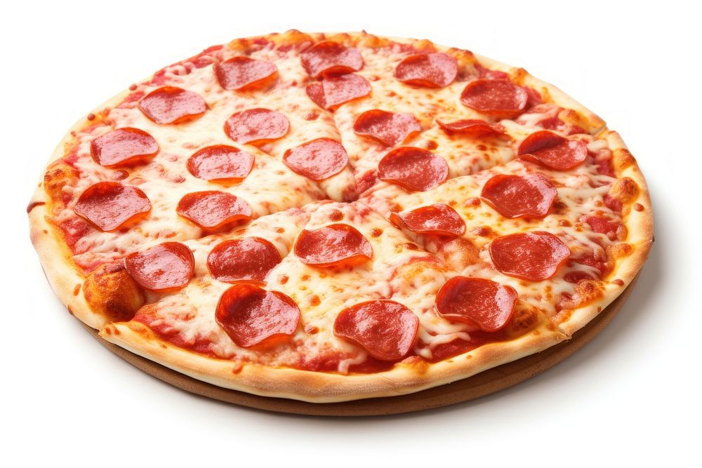 Pizza pepperoni food white background.