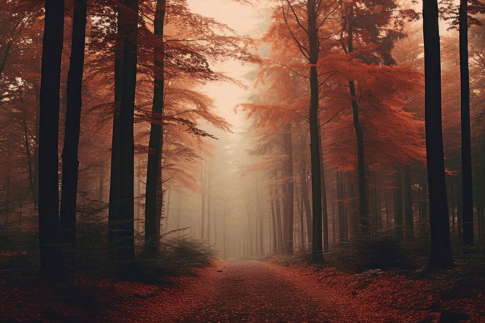  Autumn forrest outdoors nature tranquility. AI generated Image by rawpixel.