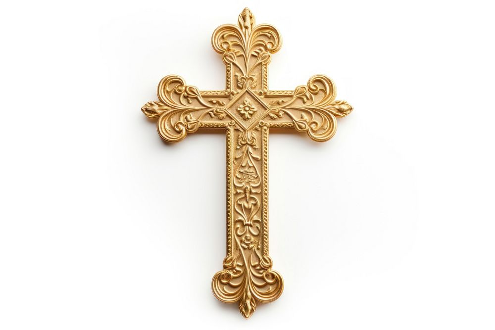 Chistian cross crucifix symbol gold.