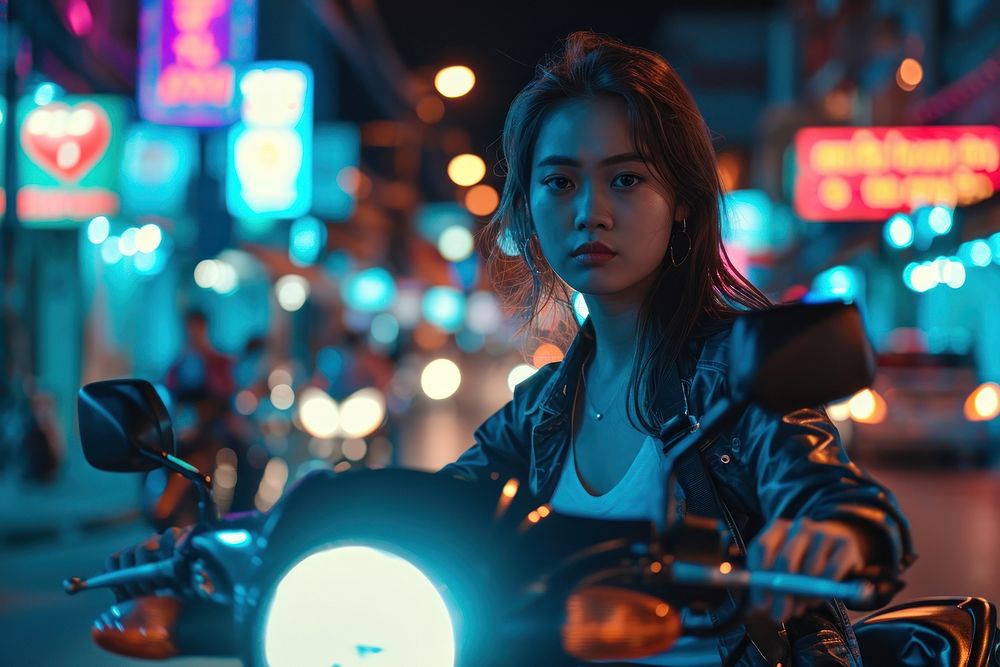 Thai woman motorcycle portrait vehicle.