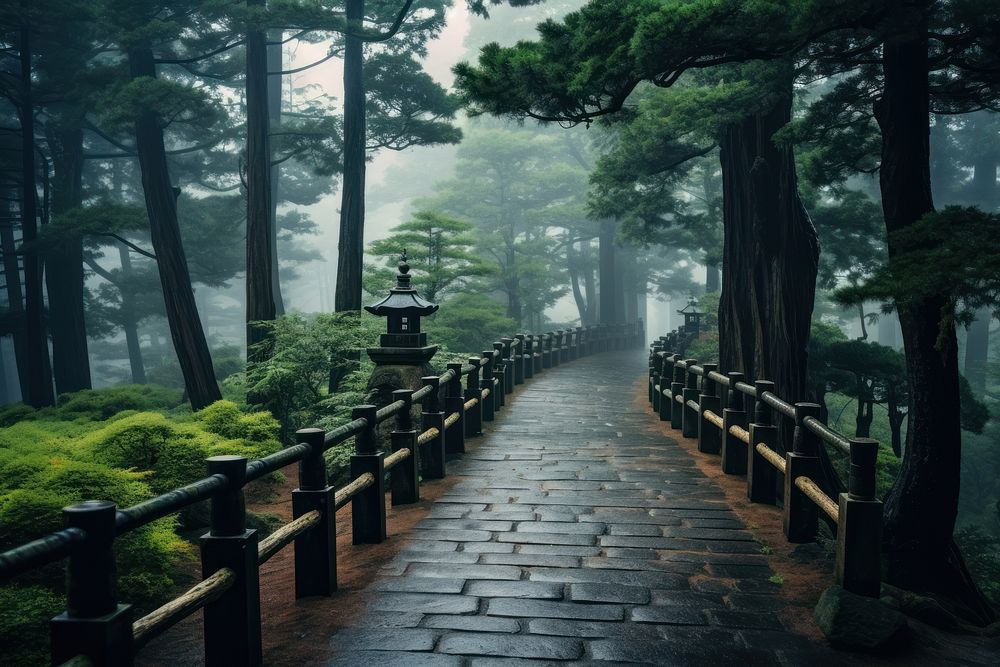  Japanese forest outdoors nature street. AI generated Image by rawpixel.