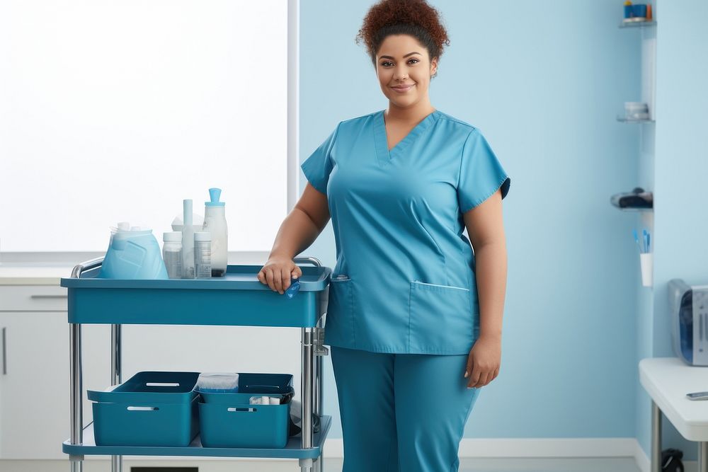 A plus size woman staff standing working adult. AI generated Image by rawpixel.