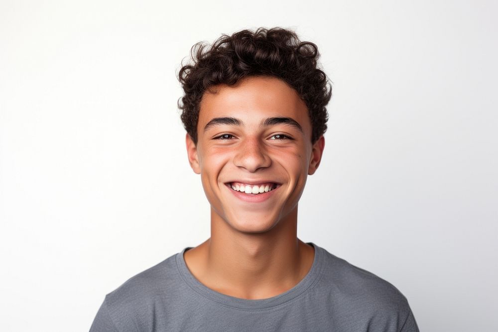 Portrait teenager of a handsome man smiling portrait adult smile.