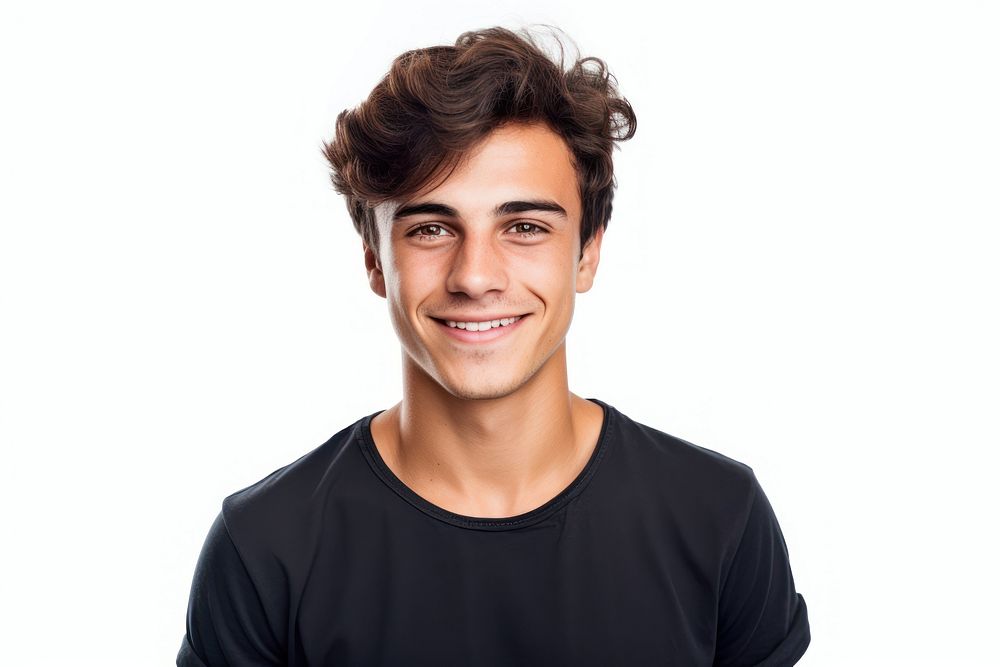 Portrait teenager of a handsome man smiling portrait t-shirt adult.