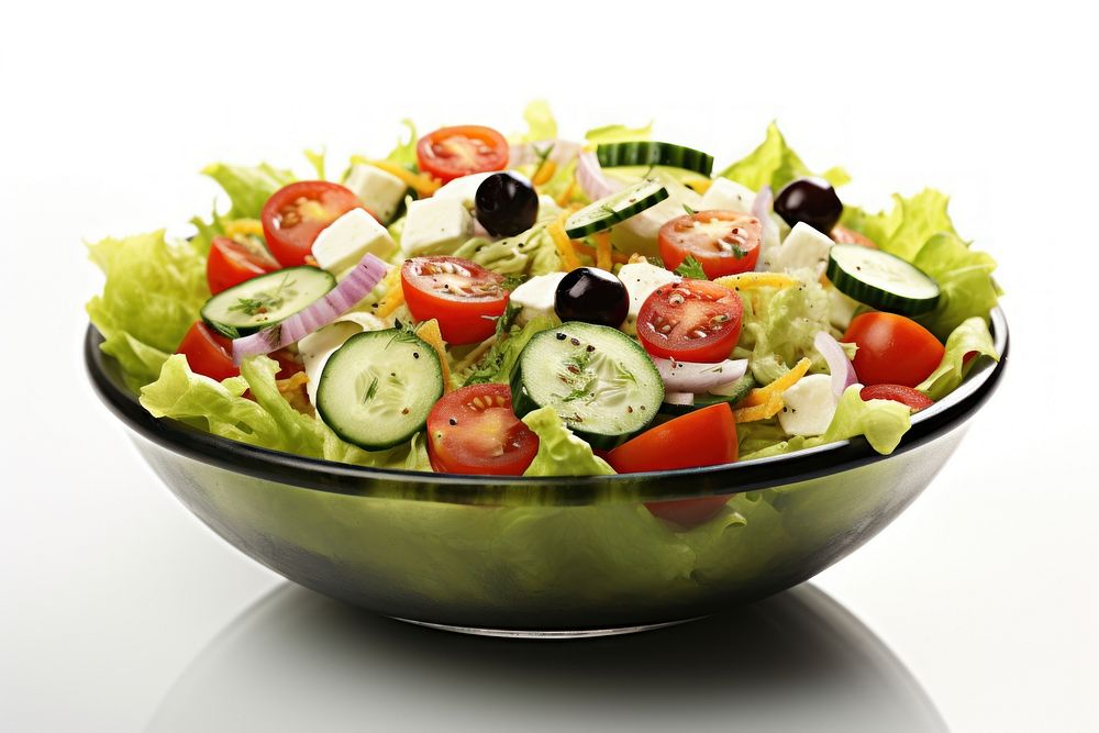 Salad with fresh vegetables salad lettuce plate.