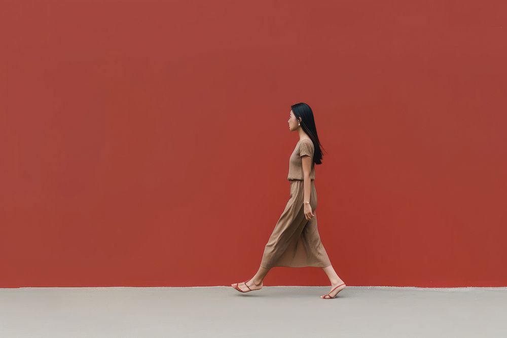 Asian woman person walking adult dress recreation.