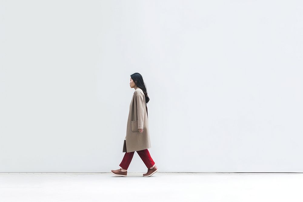 Asian woman person walking footwear standing photo.