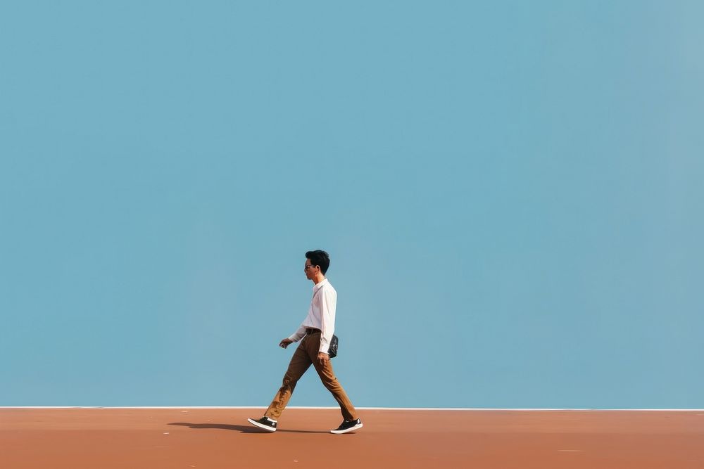 Asian man person walking sports adult exercising.
