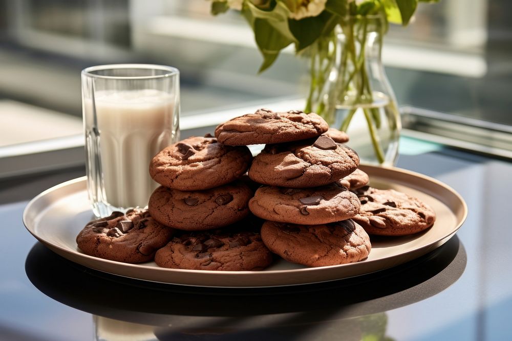 Chocolate cookies food table plate.