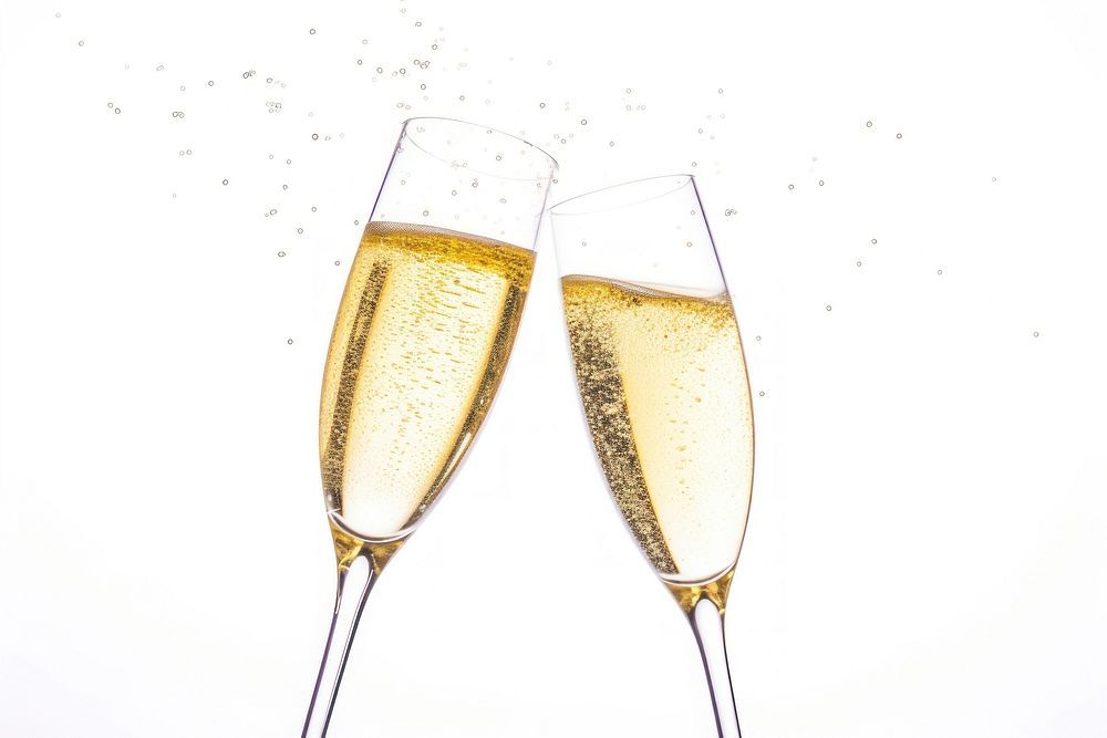 Champagne glasses celebration drink white background refreshment. AI generated Image by rawpixel.