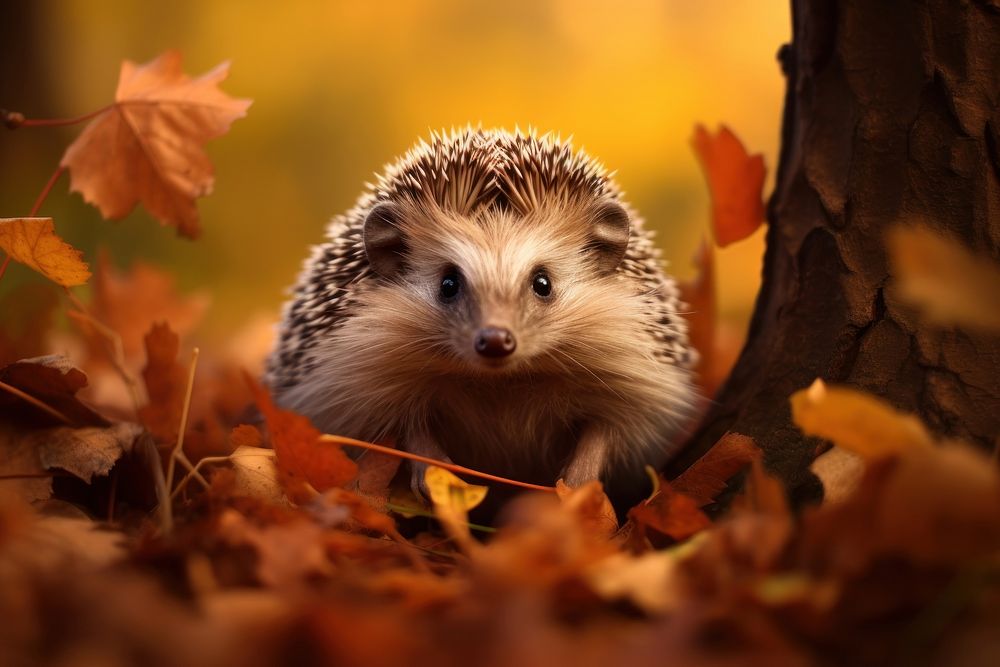Small hedgehog autumn animal mammal.