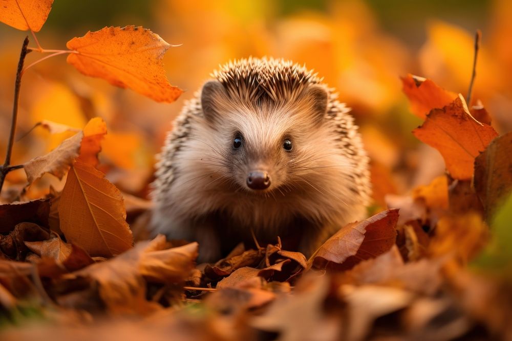 Small hedgehog autumn animal mammal.