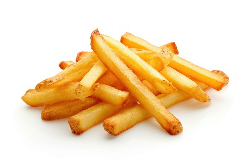 French potato fries food white background condiment.