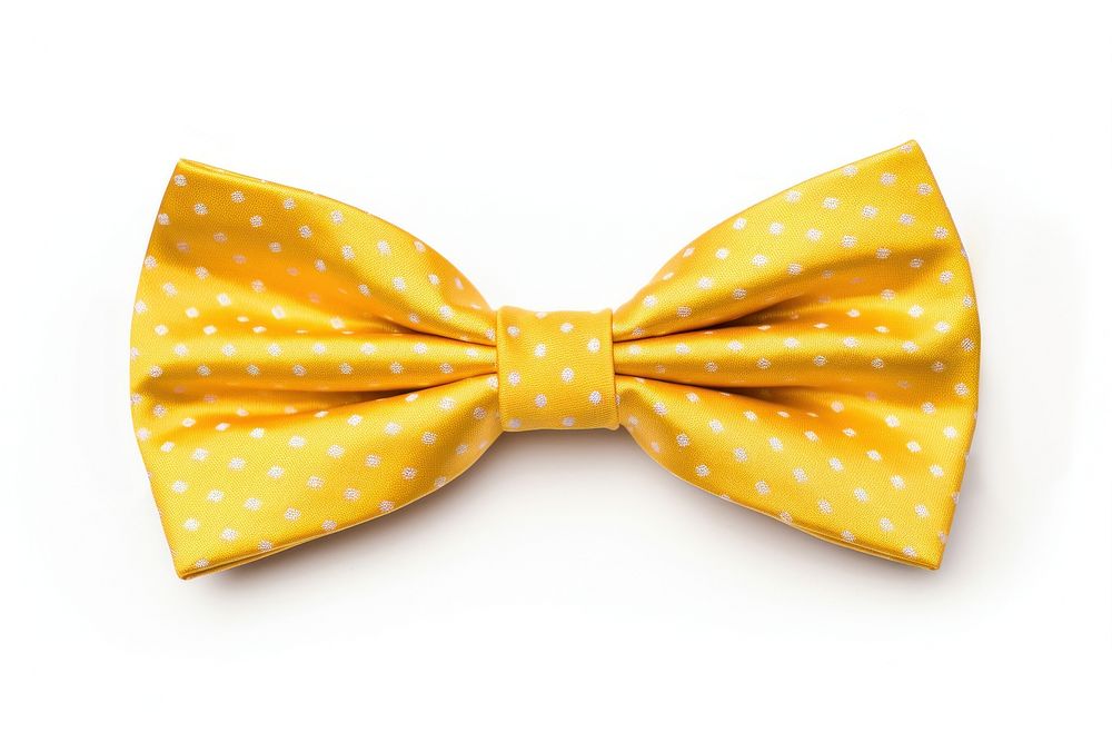 Funky polka dotted bow tie yellow white background accessories.
