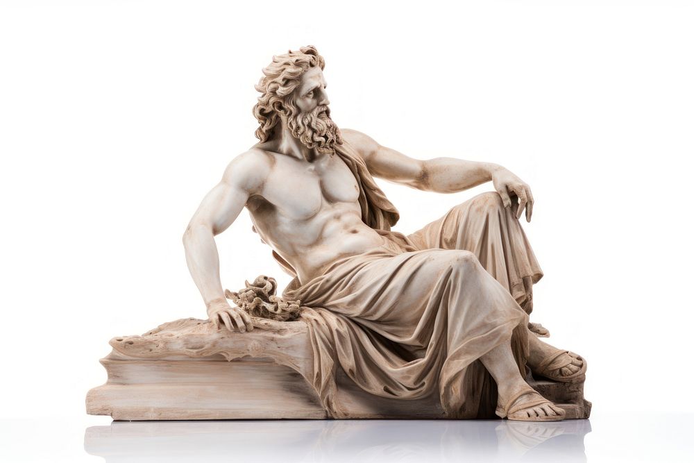 Greek sculpture statue art white background.