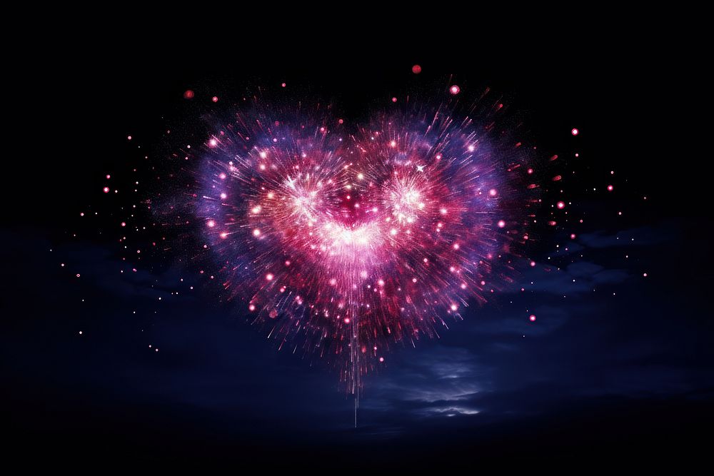  Heart firework fireworks astronomy outdoors. AI generated Image by rawpixel.