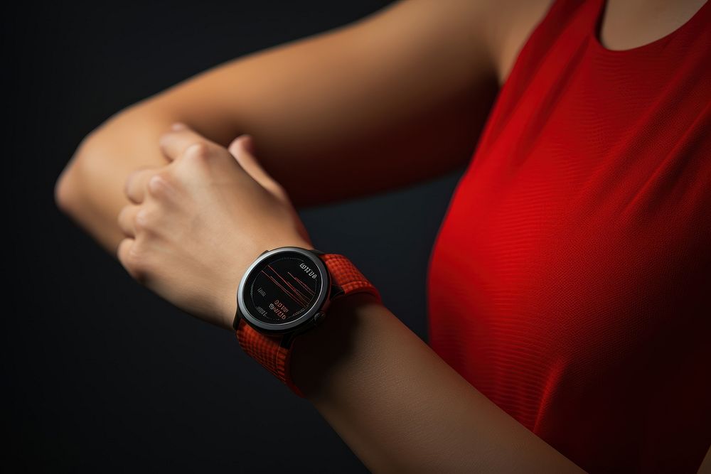 Heart rate monitor on smart watch wristwatch adult hand. AI generated Image by rawpixel.
