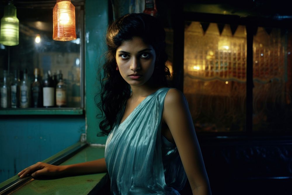 Indian woman bar photography portrait.