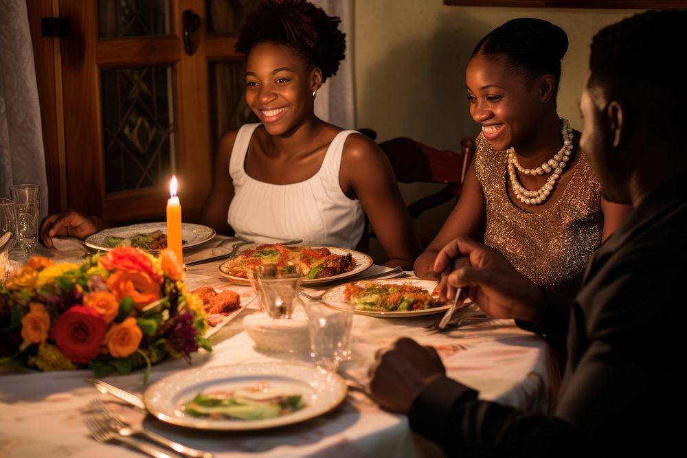 Black people wedding dinner family plate.