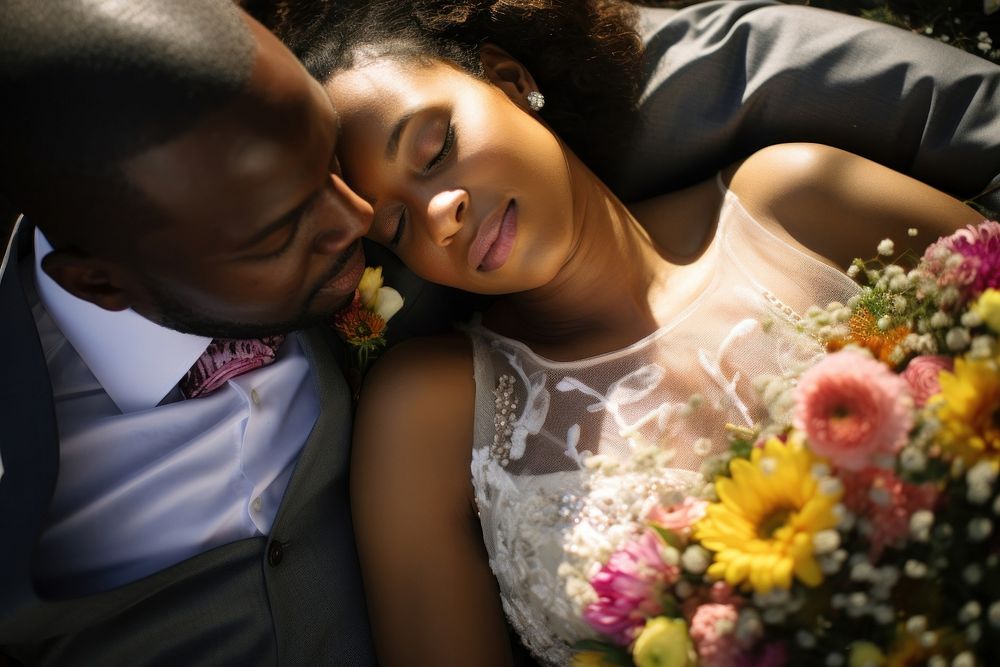 Black people wedding flower bride photography.