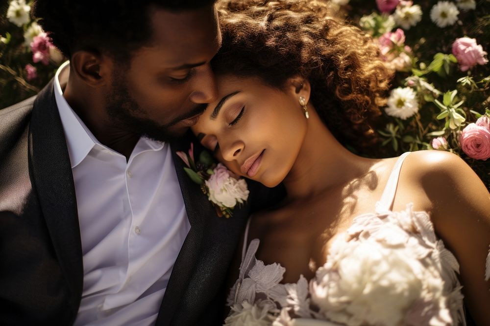 Black people wedding flower bride photography.