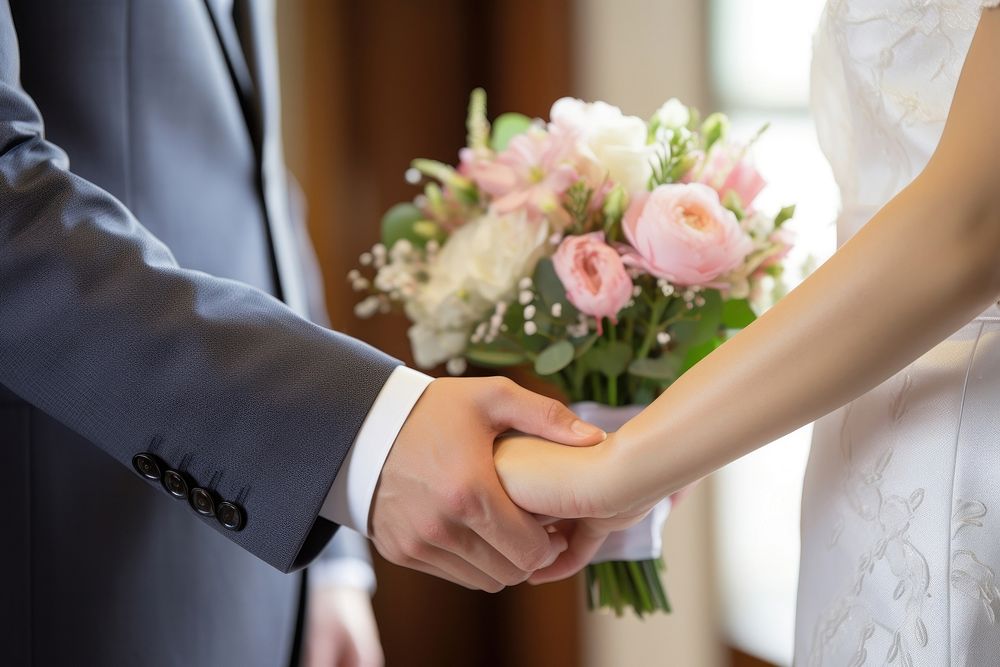 Handshake wedding bride flower. AI generated Image by rawpixel.