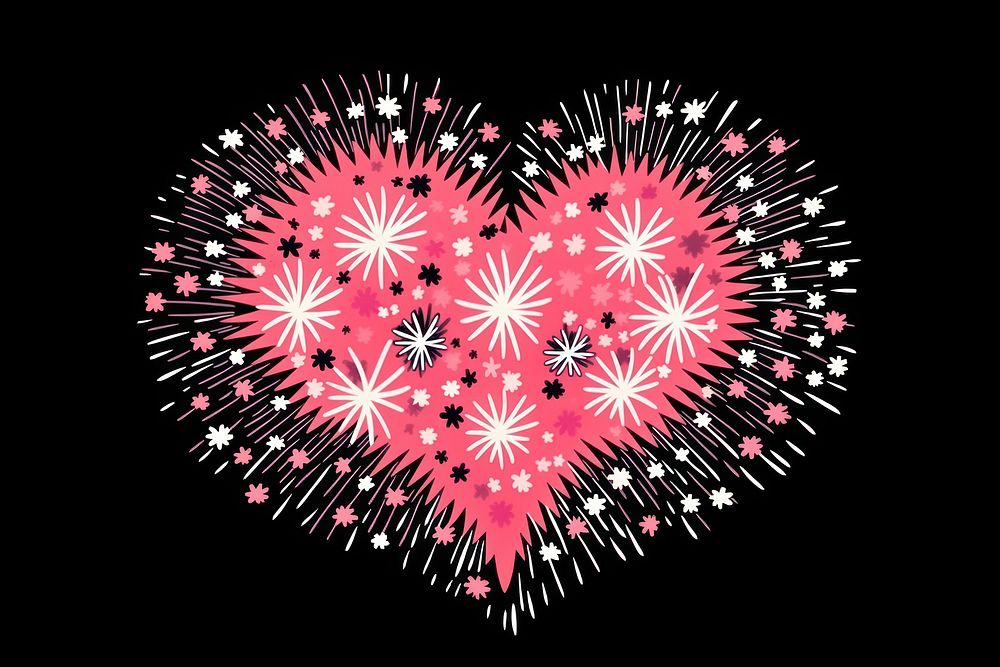  Pink and silver heart fireworks illuminated backgrounds celebration. AI generated Image by rawpixel.