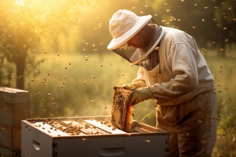 Honey beehive apiary adult.