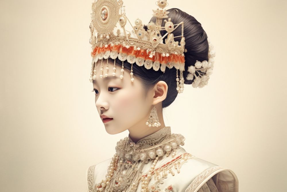 Asian princess necklace jewelry adult. AI generated Image by rawpixel.