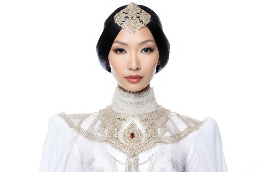Asian princess adult bride white background. AI generated Image by rawpixel.