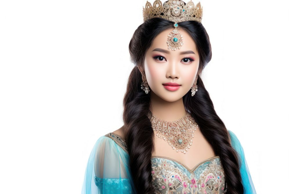 Asian princess necklace jewelry white background. AI generated Image by rawpixel.