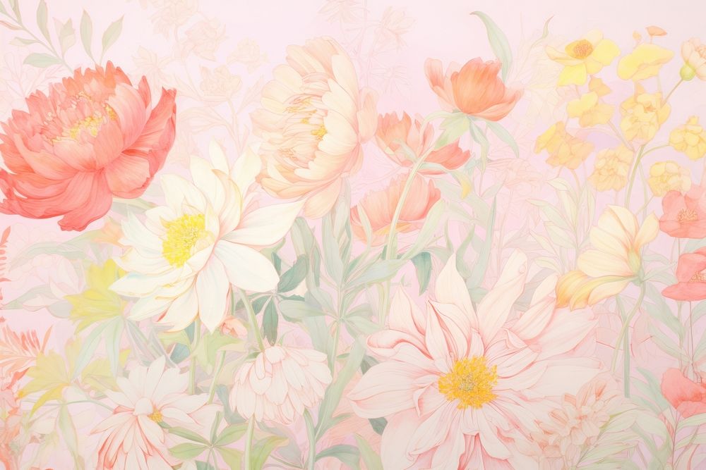  Flower garden backgrounds painting pattern. AI generated Image by rawpixel.