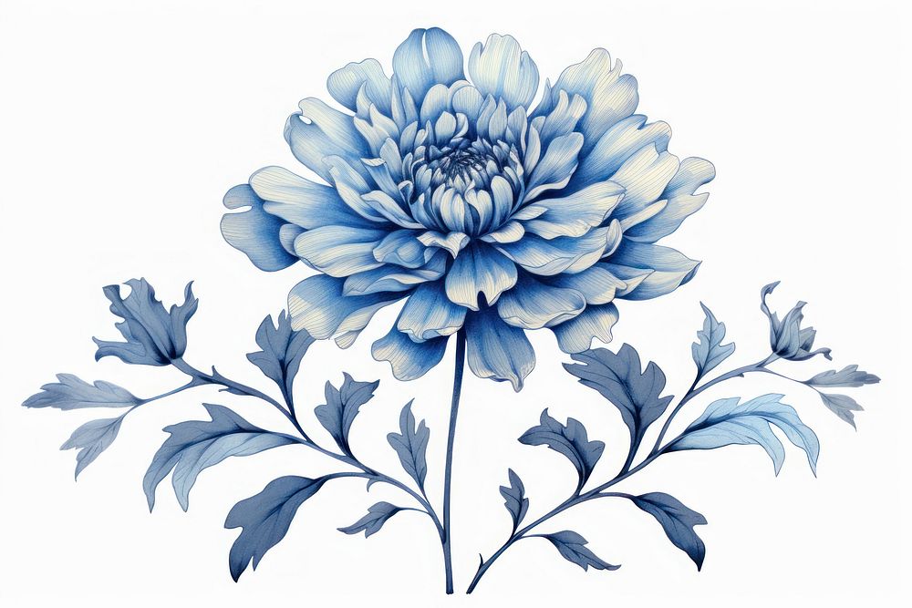 Blue flower pattern dahlia plant.