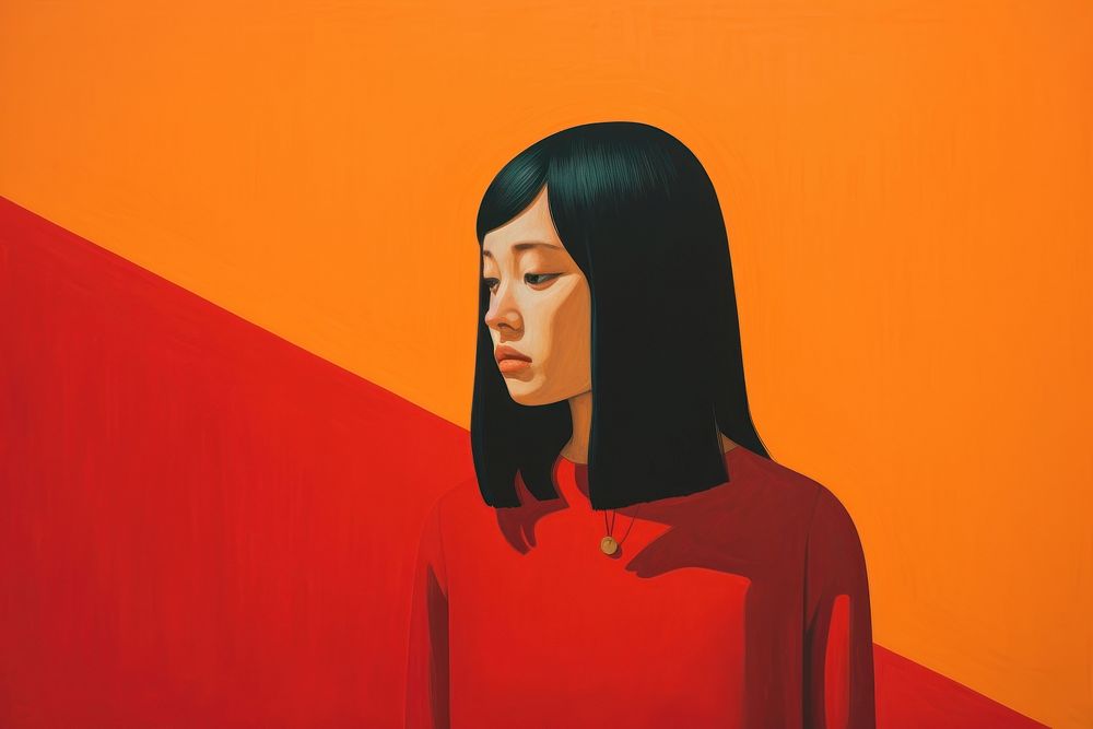  Art painting an illustration of asian women standing alone portrait adult photography. AI generated Image by rawpixel.