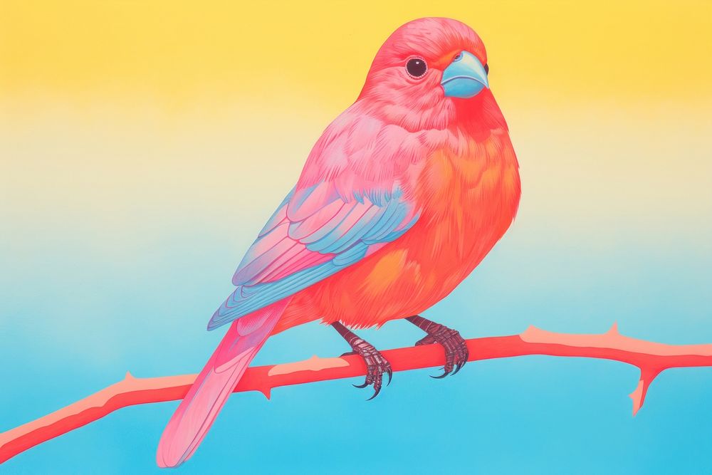  Art painting an illustration of bird animal wildlife lovebird. AI generated Image by rawpixel.