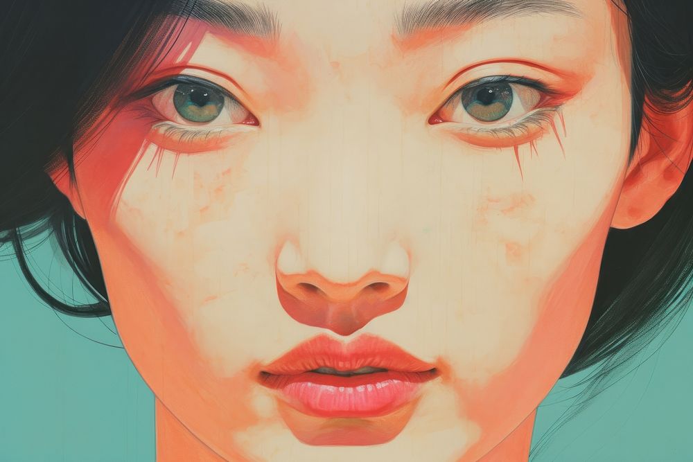  Art painting an illustration of asian women portrait lipstick adult. AI generated Image by rawpixel.