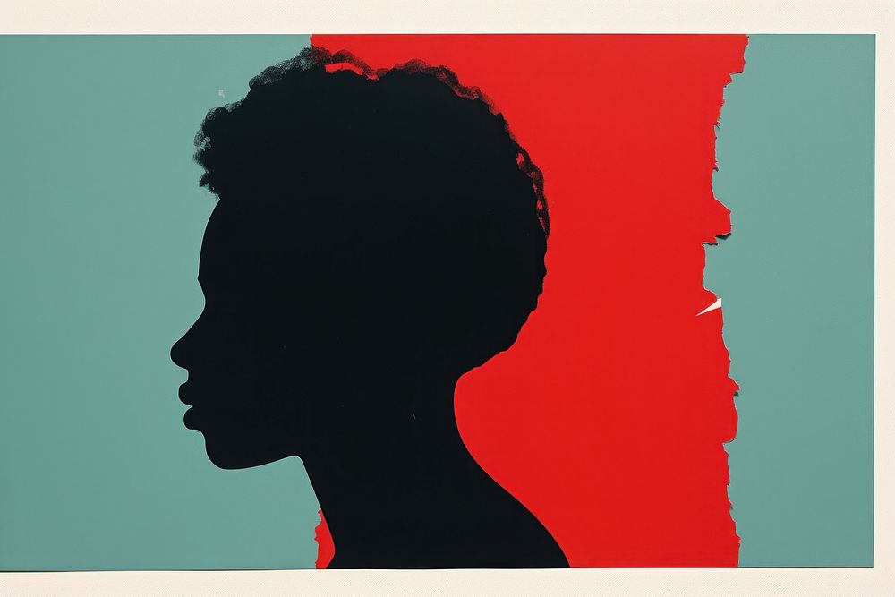 Black people silhouette adult art red. AI generated Image by rawpixel.