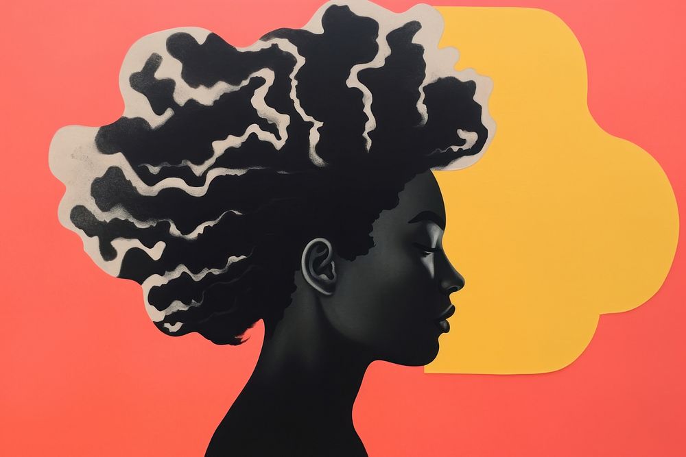 Black woman art silhouette portrait. AI generated Image by rawpixel.