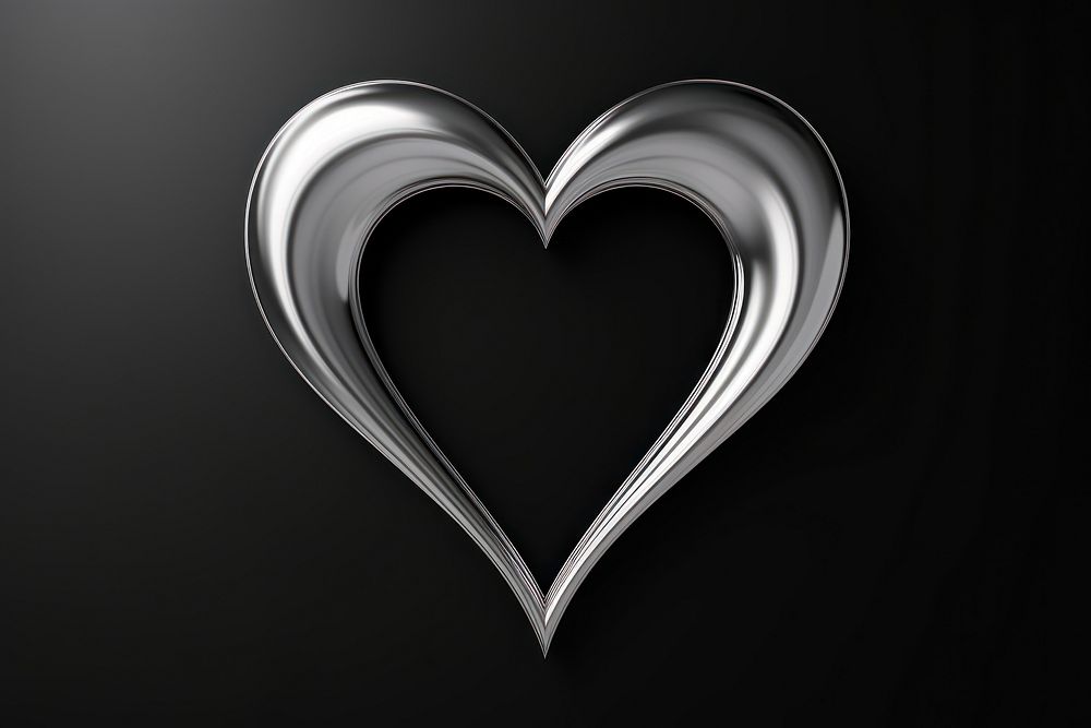  Heart silver shiny monochrome. AI generated Image by rawpixel.