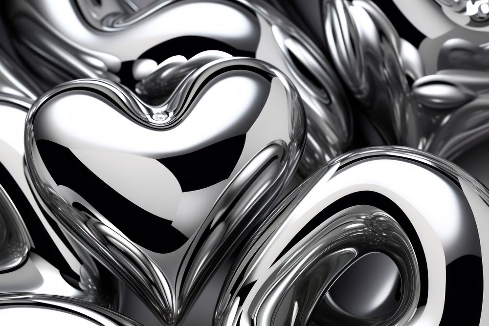  Hearts silver backgrounds shiny. AI generated Image by rawpixel.