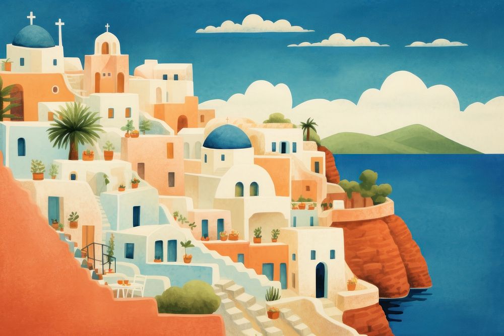 Greece painting outdoors sea.