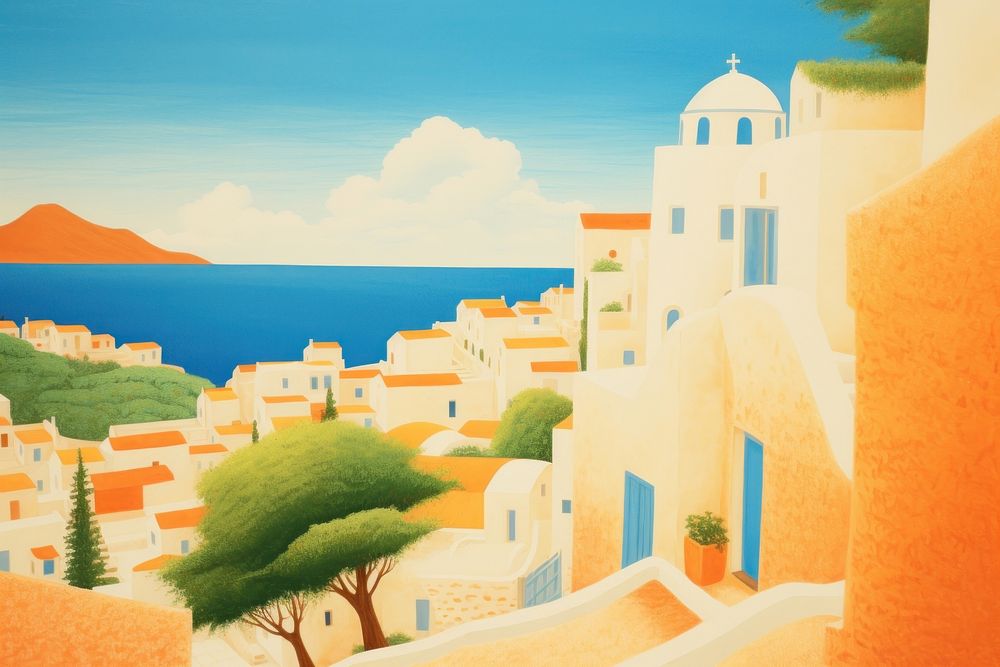 Greece architecture building painting.