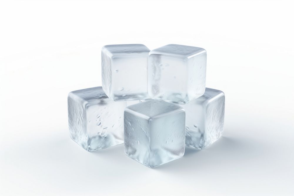 Ice cubes white white background freezing.