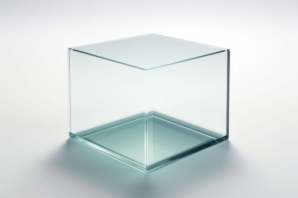 Square shape glass transparent vase.