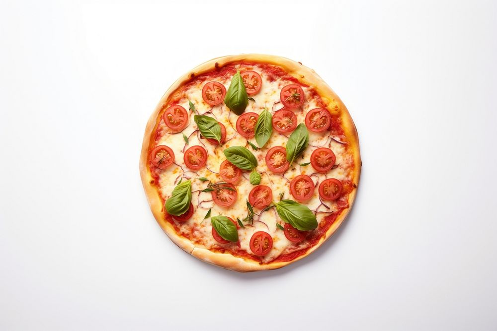 Tomato pizza food white background.