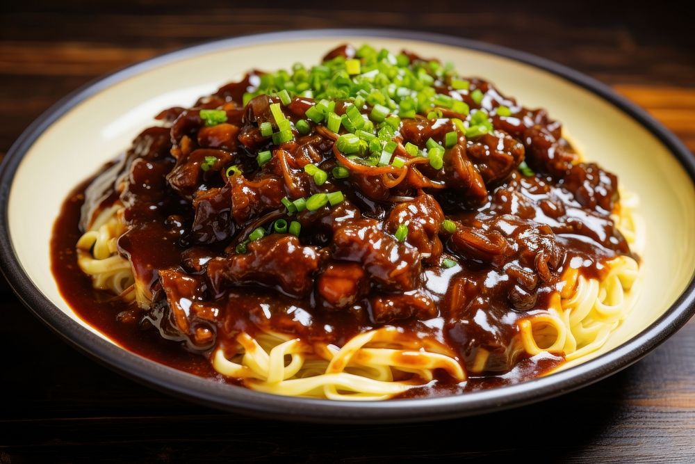 Korean food spaghetti noodle pasta.