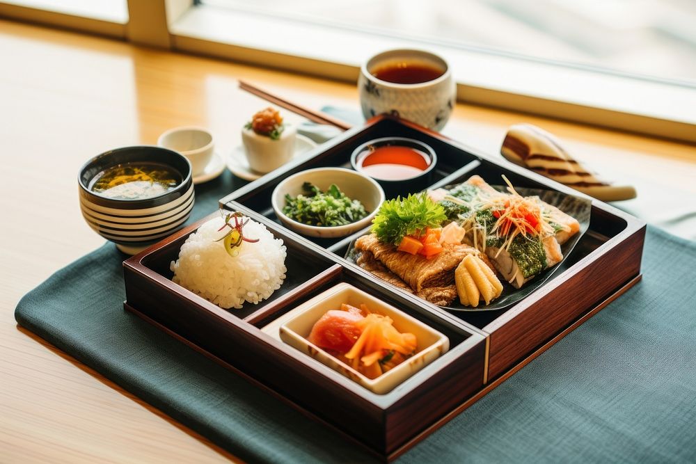 Japanese lunch set chopsticks food cup. AI generated Image by rawpixel.