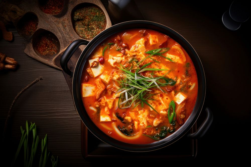 Korean food soup meal dish.